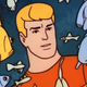Aquaman having a chat with some aquatic pals.